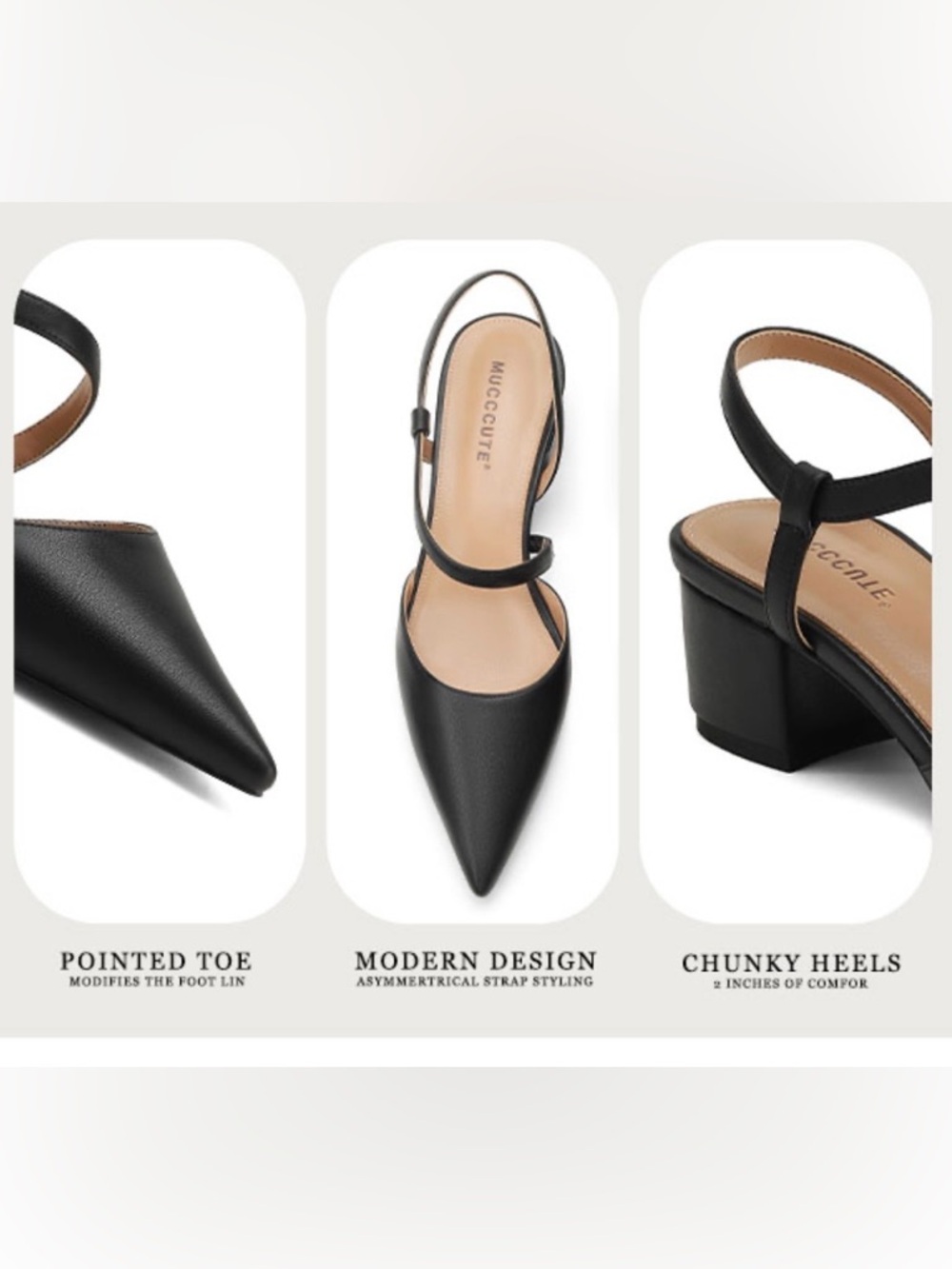 Muccony Black Pointed Toe Slingback Heels - Size 7